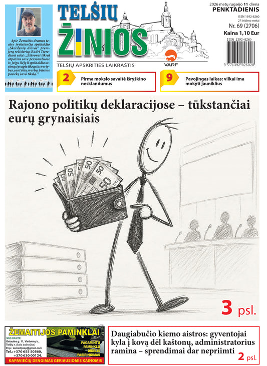 „Telšių ŽINIOS“ 2027 m. tik penktadienio prenumerata