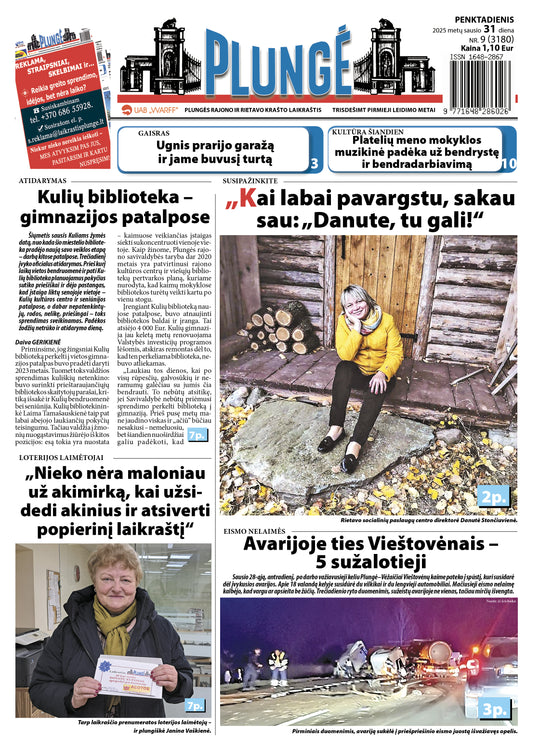 „Plungė“ 2026 m. prenumerata juridiniams asmenims (darbuotojų skaičius pagal rekvizitai.lt)